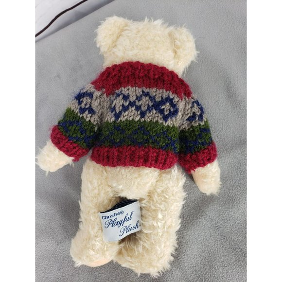 Chrisha Playful‎ Plush Tan Bear with Colorful Sweater Stuffed Teddy Bear - Picture 3 of 10